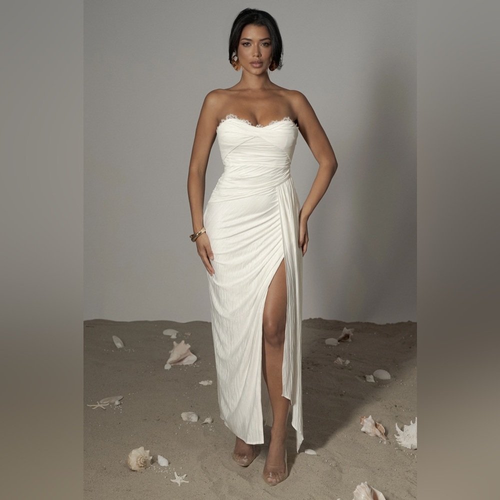 JLUXLABEL Strapless Celestial Dress with Side Slit Ivory